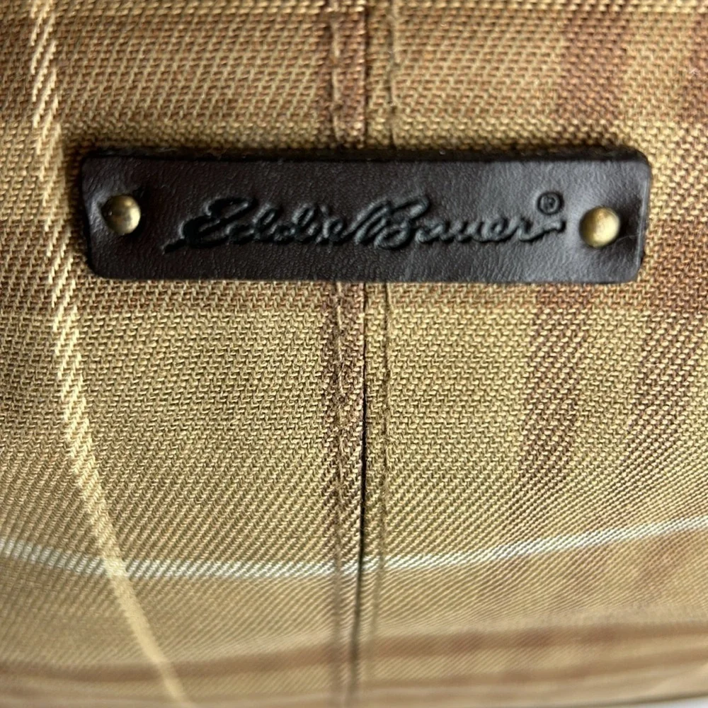 Eddie Bauer Classic Vintage Plaid Traveler Bag Luggage  Leather Trim & H…